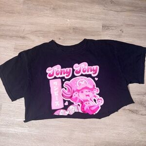 Onepiece Black Crop Top with Pink Graphic